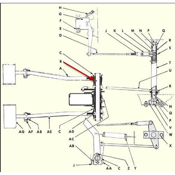 Willys MB B SHAFT, Pedal, assy