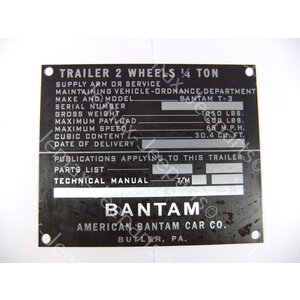 Data Plate Bantam trailer