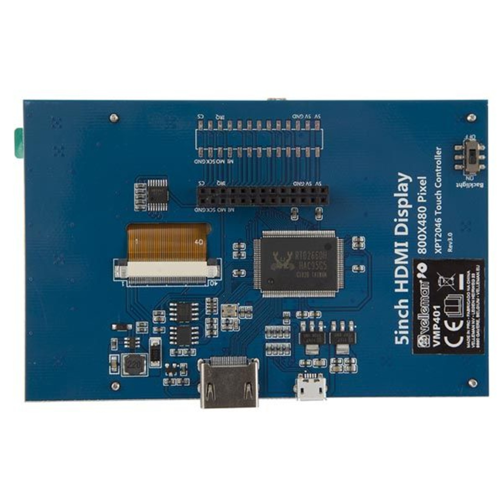 Velleman Écran tactile HDMI-B pour Raspberry PI® - 5 "- 800 x 480