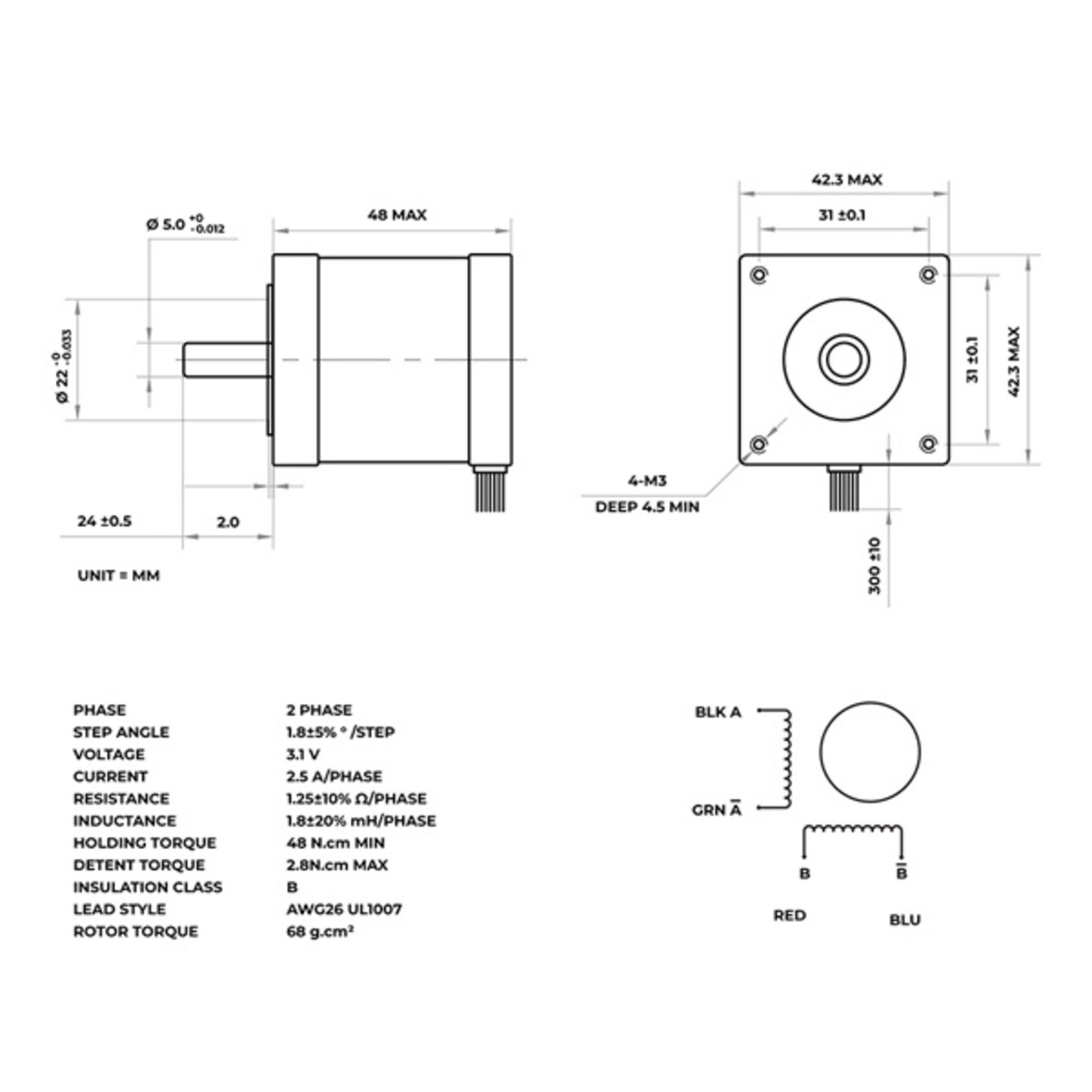 Velleman MOTEUR PAS À PAS 2.5 A - 1.8°