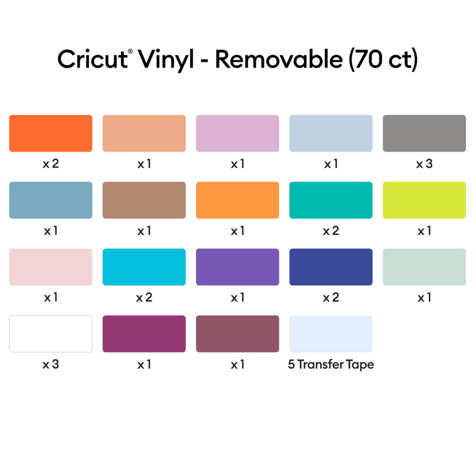 Cricut Vinyle, collection Ultimate - Amovible (70 unités)