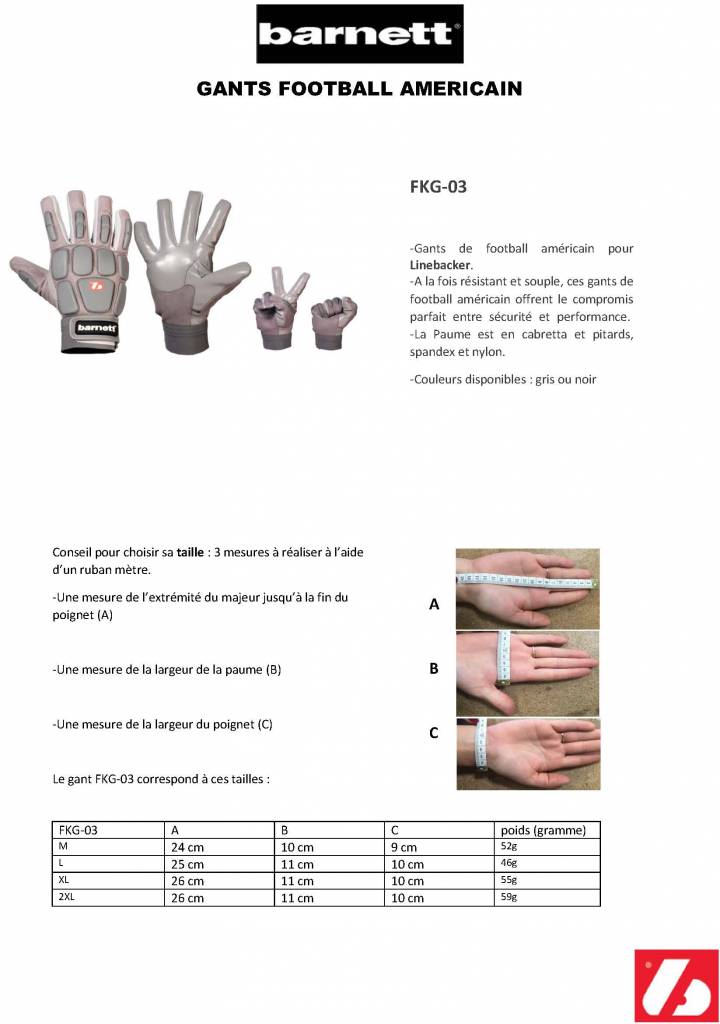 FKG-03 gants de football américain de linebacker pro, LB,RB,TE Gris