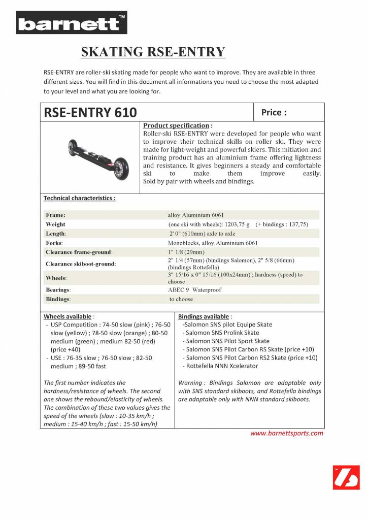 RSE 610 Ski roues Initiation ROSE