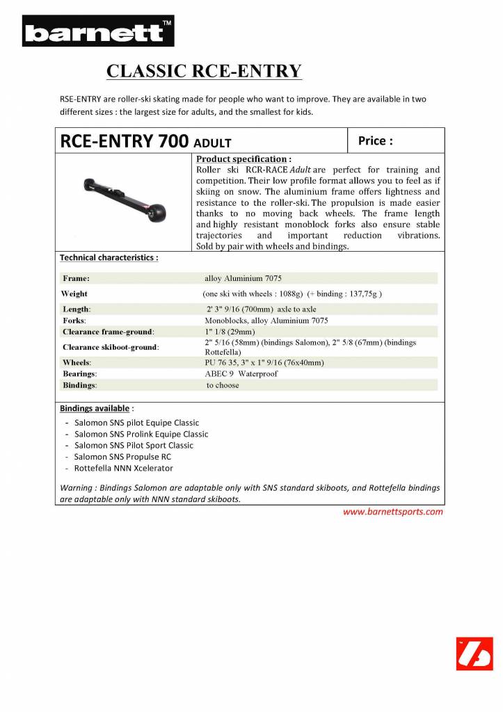 RCE 700 Ski roues Adulte Initiation - Aluminium