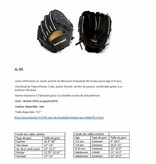 JL-95 gant de baseball initiation PU infield 9,5", noir