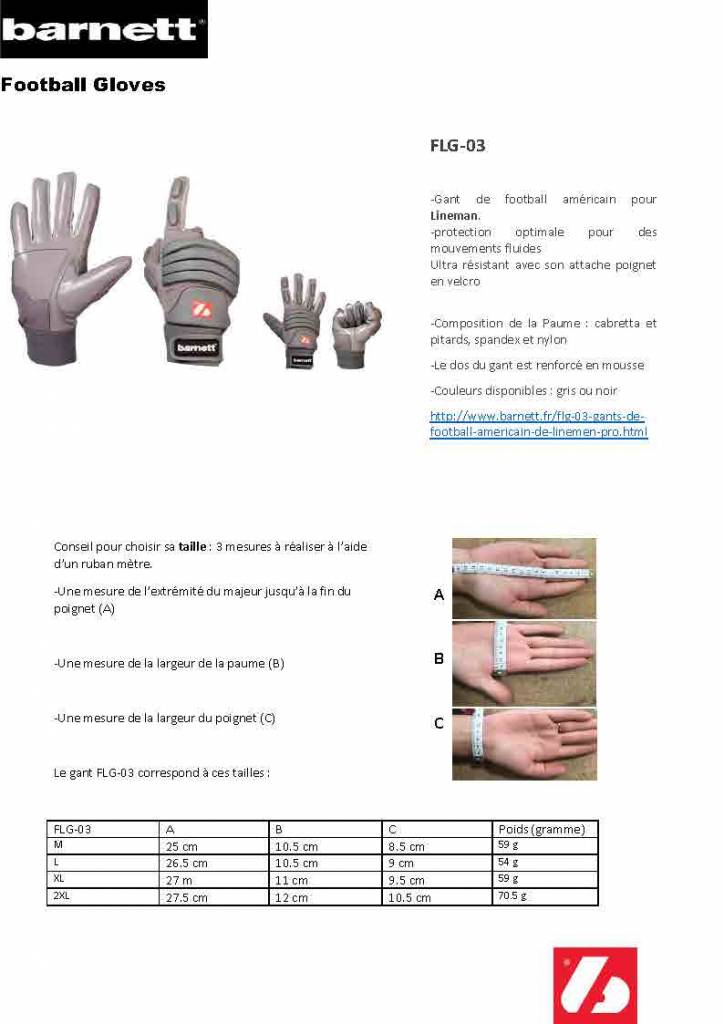 FLG-03 gants de football américain de linemen pro, OL,DL, Gris