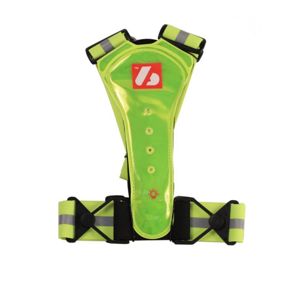 LW-1 Veste Fluo avec LED et bandes réfléchissantes (ski – running – rollerski – bike)