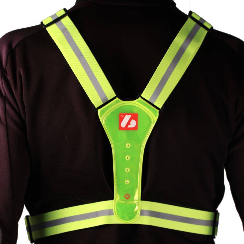 LW-1 Veste Fluo avec LED et bandes réfléchissantes (ski – running – rollerski – bike)