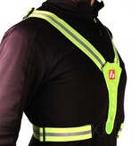 LW-1 Veste Fluo avec LED et bandes réfléchissantes (ski – running – rollerski – bike)