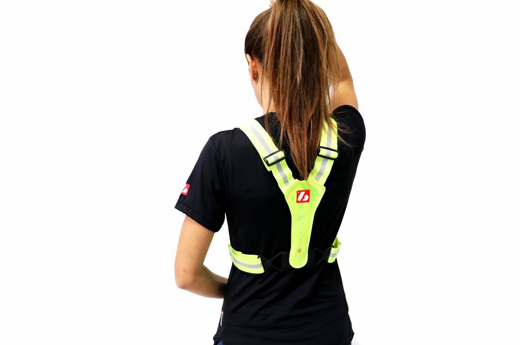 LW-1 Veste Fluo avec LED et bandes réfléchissantes (ski – running – rollerski – bike)