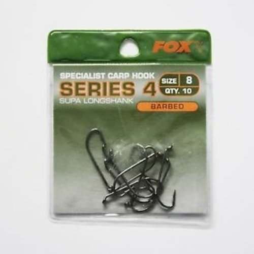 Fox series 4 specialist carp hook supa longshank barbed | size 8 | 10 pcs