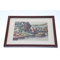 Clark sculpt "salmon fishing" litograph  | 19,5x25,5cm