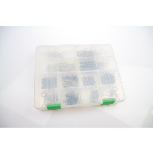 Fox tacklebox filled with fly tying hooks | 220 pcs