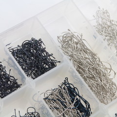 Fox tacklebox filled with fly tying hooks | 220 pcs