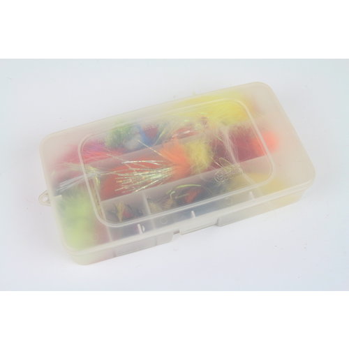 Tacklebox met kleine streamers en nymphen