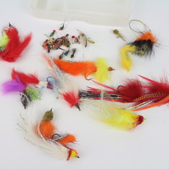Tacklebox met kleine streamers en nymphen