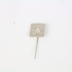 Silver coloured metal fisherman pin
