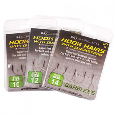 Korum hook hairs with quickstop barbless | size 12 | 5 st