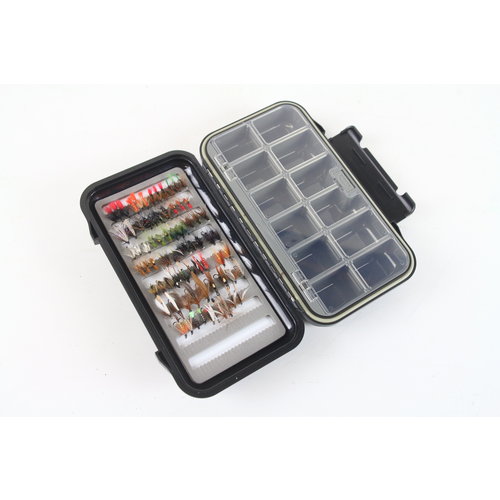 Black fly box deluxe filled with 75 small flies