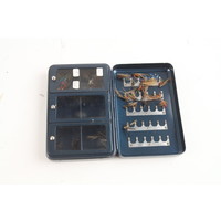 Shakespeare norris fly box filled with more than 25 small streamers