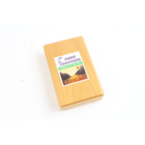 Wooden fly box filled with more than 40 flies