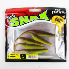 Fox rage fish snax darter tail | brown chartreuse | 10 cm |  shads | 5 pack