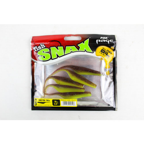 Fox rage fish snax darter tail | brown chartreuse | 10 cm |  shads | 5 pack