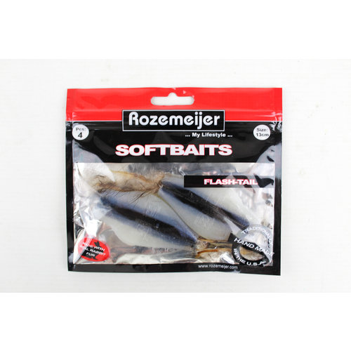 Rozemeijer softbaits flash-tail 13cm zwart-wit | 4 st | shads