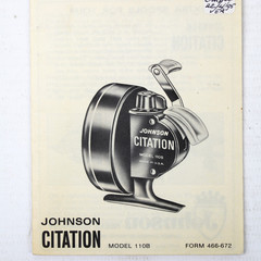 Johnson citation model 110B spinning reel parts book