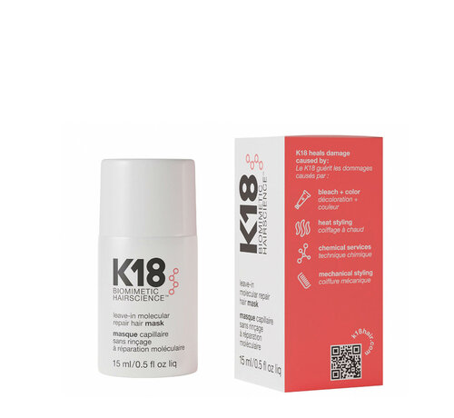 K18 HAIR K18 Leave-In Molecular Repair Hair Mask 15ml