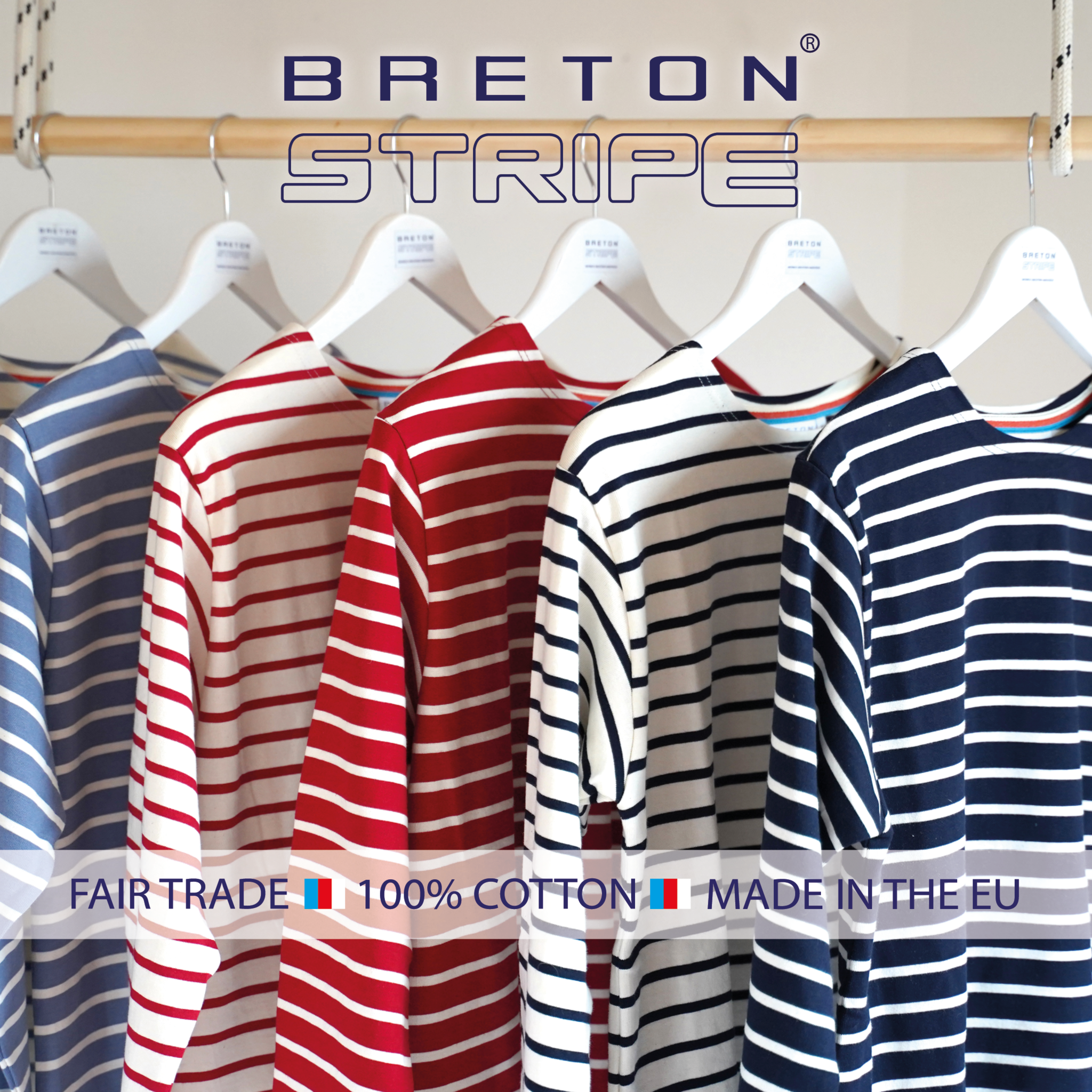 BretonStripe Shirt lange mouwen Jeans-Naturel