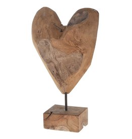 Hart teak op voet 41cm