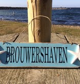 Bord pijl blauw Brouwershaven