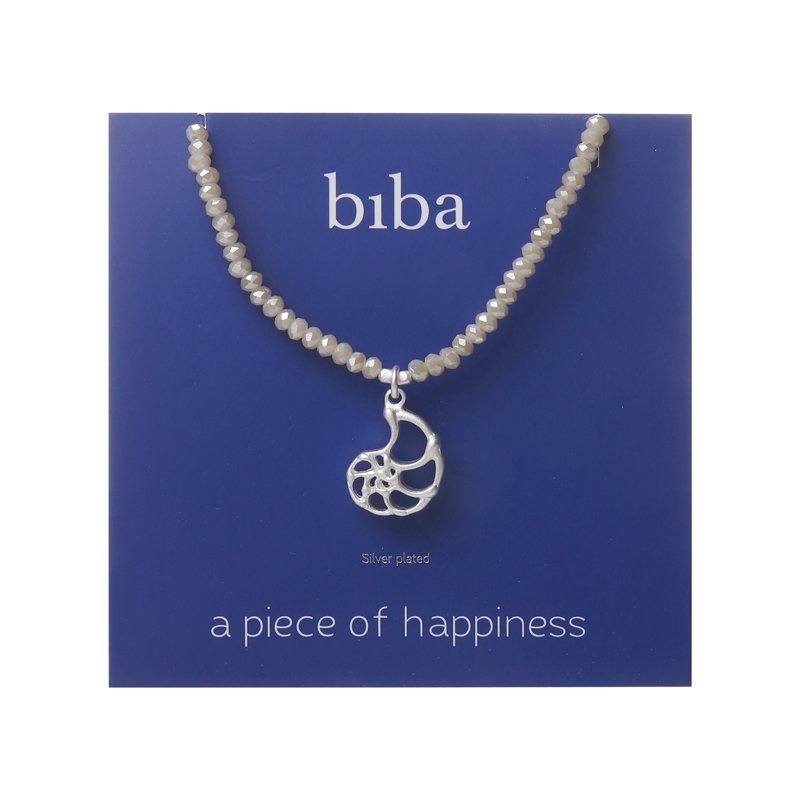 Biba Ketting schelp open mat zilver