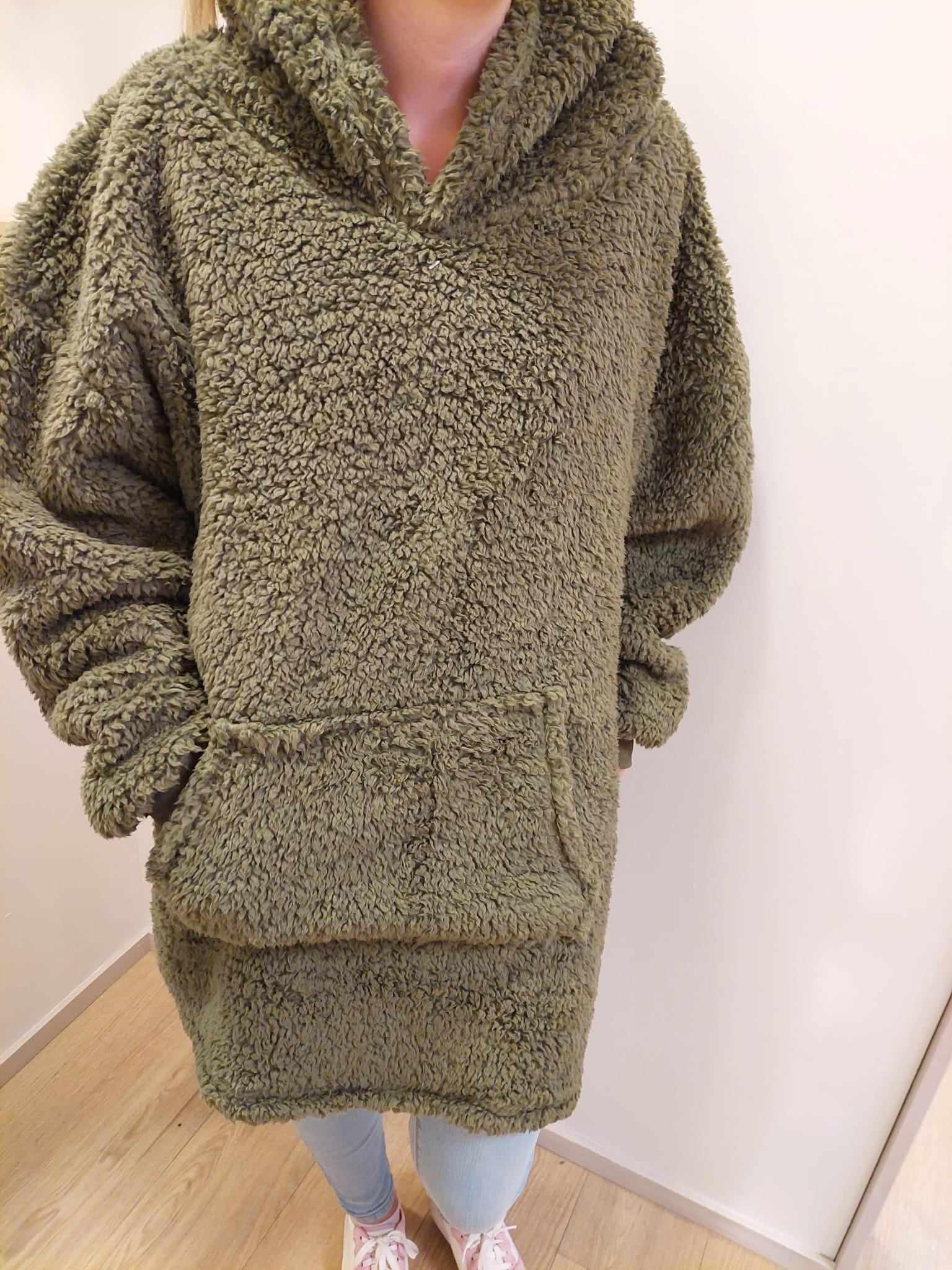 Oversized hoodie Teddy groen