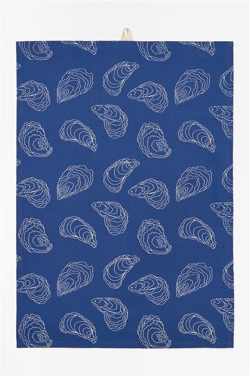Batela Theedoek oesters blauw