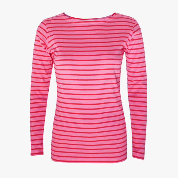 BretonStripe BretonStripe dames shirt boothals fuchsia-red