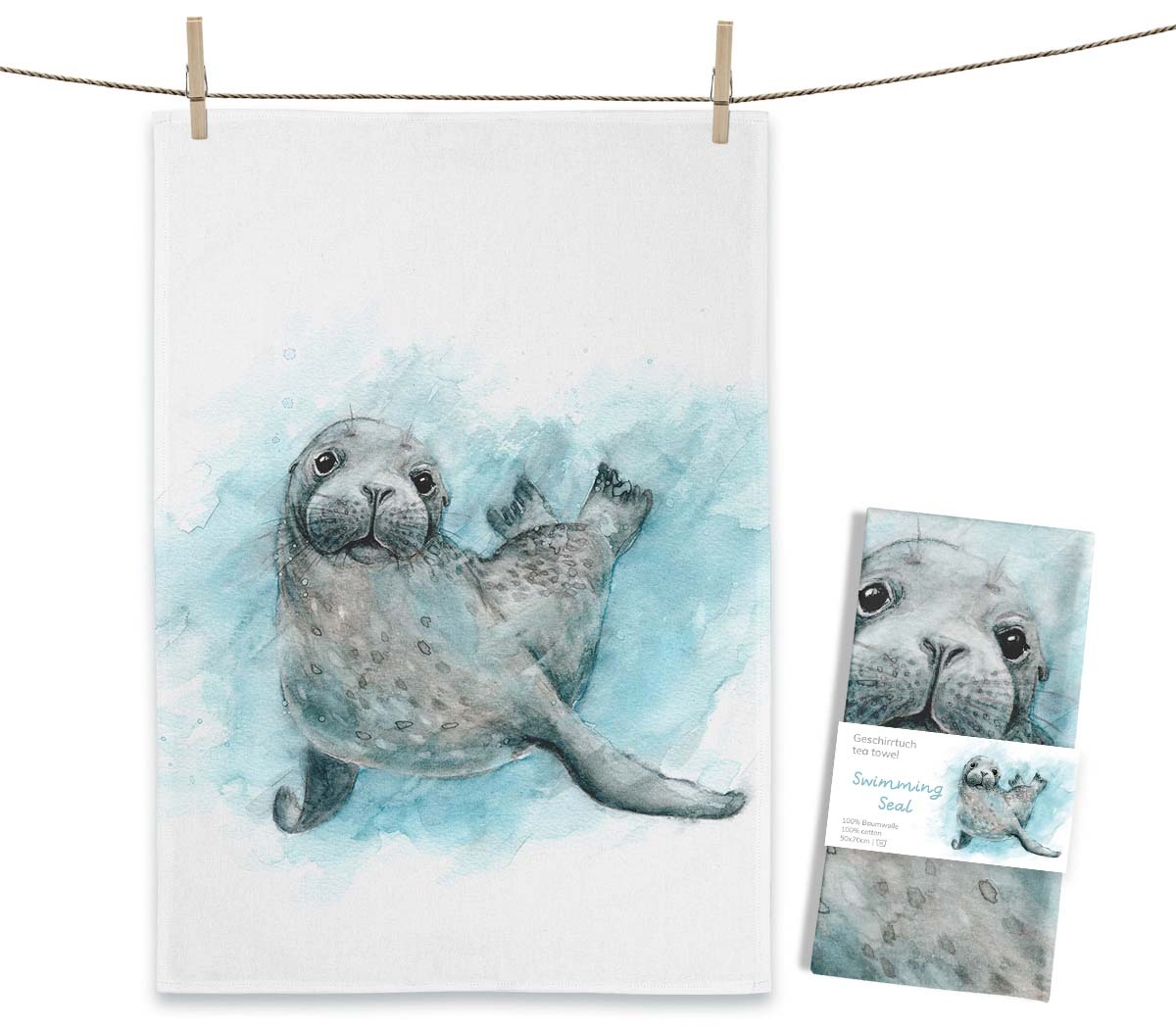 Maluu Theedoek zwemmende zeehond