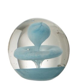 J-Line Presse Papier Glazen bel lichtblauw