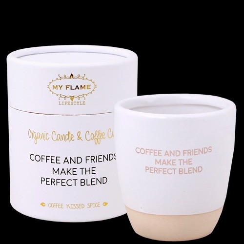 MyFlame Koffiemok met sojageurkaars 'Coffee and friends'