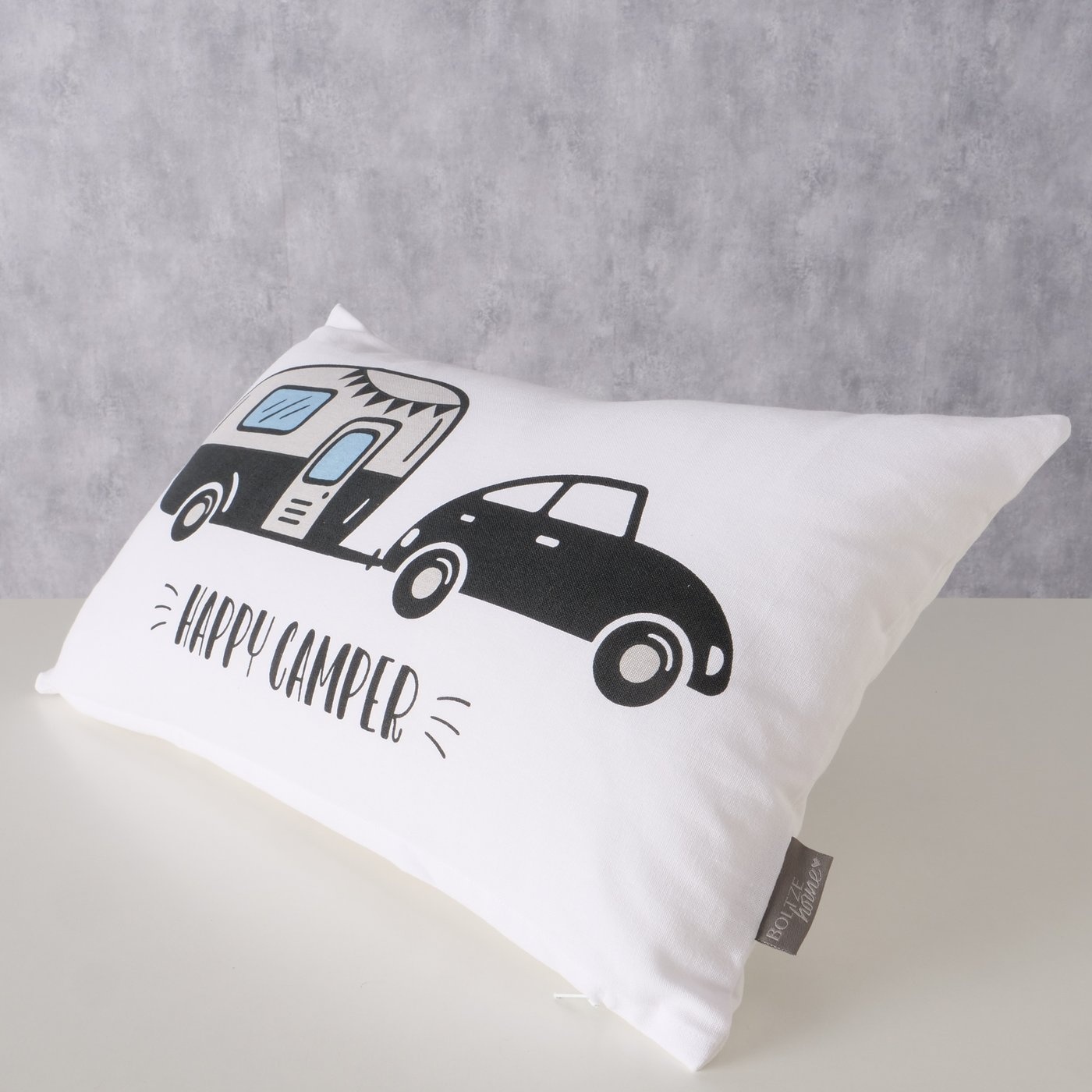 Boltze Home Kussen “Happy Camper” – auto met caravan print