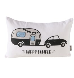 Boltze Home Kussen “Happy Camper” – auto met caravan print