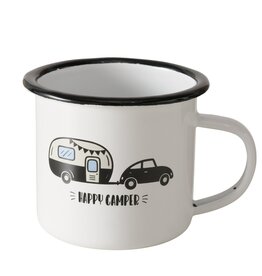 Boltze Home Emaille beker met auto en caravan – “Happy Camper”