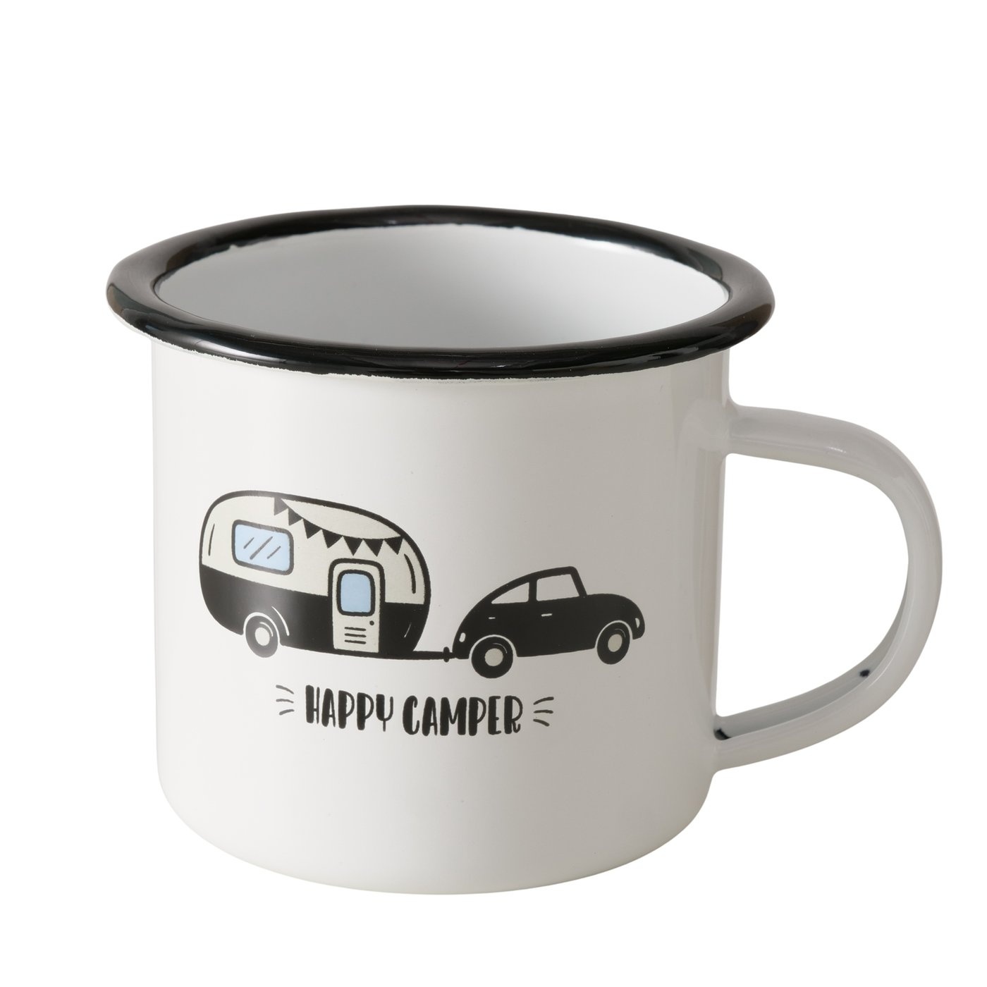 Boltze Home Emaille beker met auto en caravan – “Happy Camper”