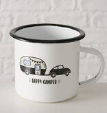 Boltze Home Emaille beker met auto en caravan – “Happy Camper”