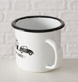 Boltze Home Emaille beker met auto en caravan – “Happy Camper”