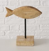 Boltze Home Decoratieve vis van mangohout op voet Grijs/Wit