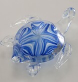 Boltze Home Glazen presse-papier schildpad – transparant en blauw glas