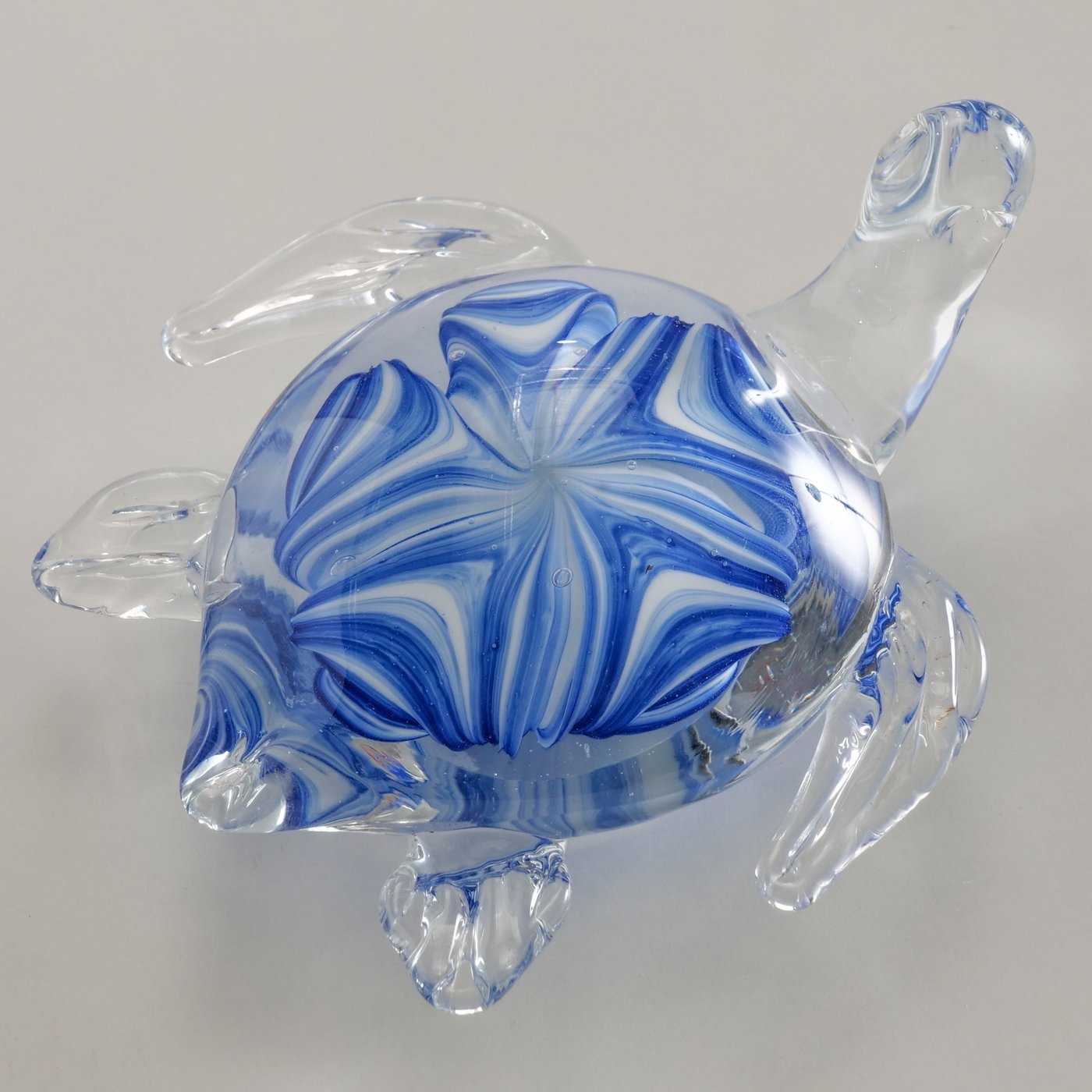 Boltze Home Glazen presse-papier schildpad – transparant en blauw glas