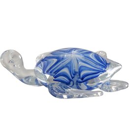 Boltze Home Glazen presse-papier schildpad – transparant en blauw glas